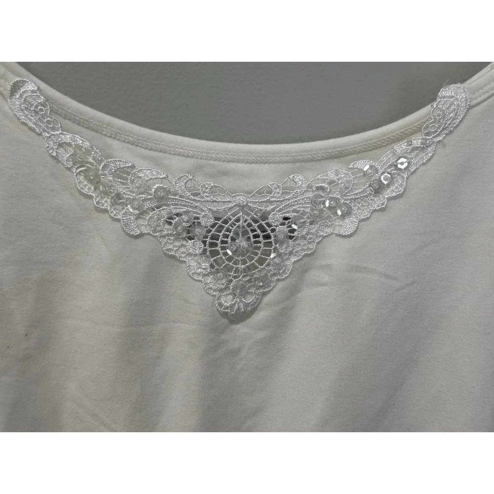 Chico Lace Sequin White Cami Tank Top Coquette Y2K Romantic Size‎ XL NWT
